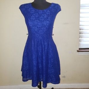 BCX Floral Royal Blue A Line Dress